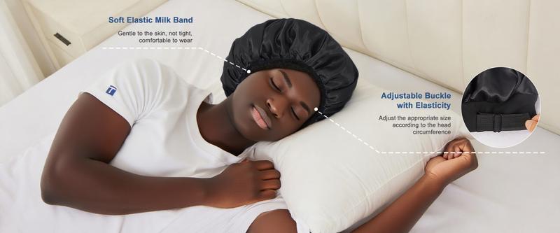 TwiceBeauty Silk Bonnet for Sleeping Double Layer Satin Bonnet Adjustable Bonnets for Black Women Sleep Cap Reversible Hair Bonnet for Curly Hair Haircare Teal