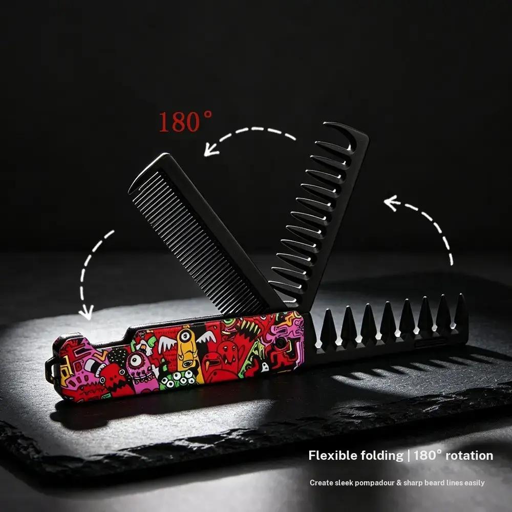 Folding Hair Comb for Men, Pocket Comb with Fine & Wide Tooth,Styling Comb for Travel and Everyday Grooming Combing Hair,Beard or Mustache