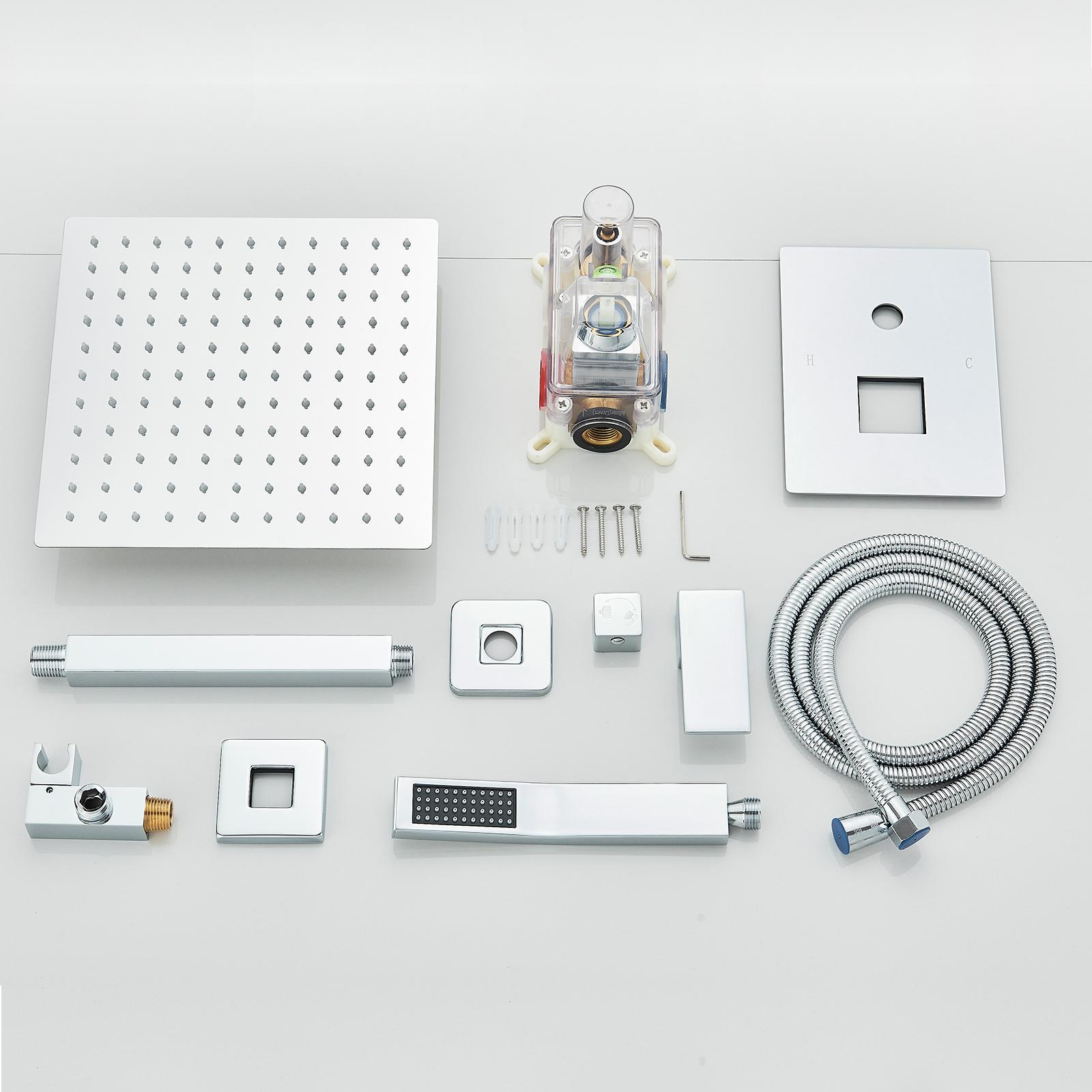 Senlesen Black Shower Faucet Set Square Rainfall Shower Head and Handle Set Wall Mounted Shower Fixtures Bathroom Shower System Combo With Shower Valve Senlesen Black Shower Faucet Set Square Rainfall Shower Head and Handle Set Wall Mounted Shower Fixtures Bathroom Shower System Combo With Shower Valve