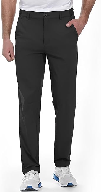 Teepie Men's Stretch Golf Pants Lightweight Fitted Casual Pants with Pockets