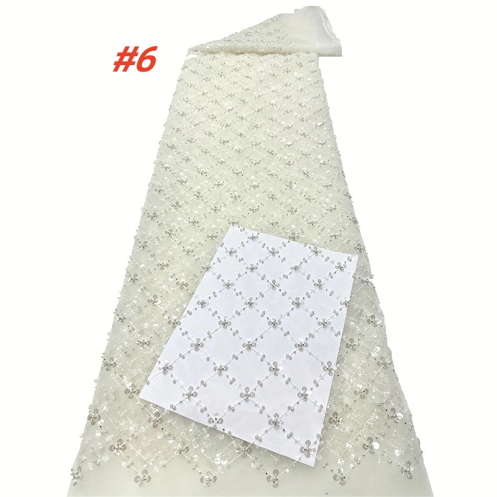 Luxury African Lace Fabric, High-Quality French Mesh Embroidery Beaded, Elegant Lace Trim, Perfect for Wedding Evening Events, Elegant Design