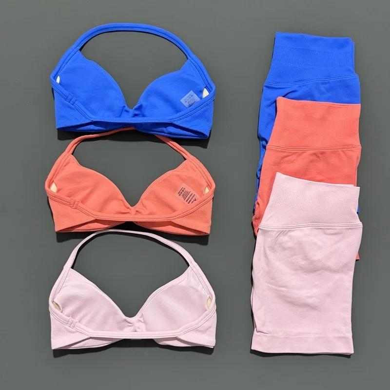 2 Piece Sport Set Women Seamless Yoga Tank Bra Waist Scrunch Bum Gym Shorts Sets Fitness Running Workout Suit,Sports,Leggings,Backless,Halter,Crop,Butt,stylish,activewear,,daily,outfit,,Insulated,Hunting,Camo,mfvim,woman,,athletic,, Two Piece Set