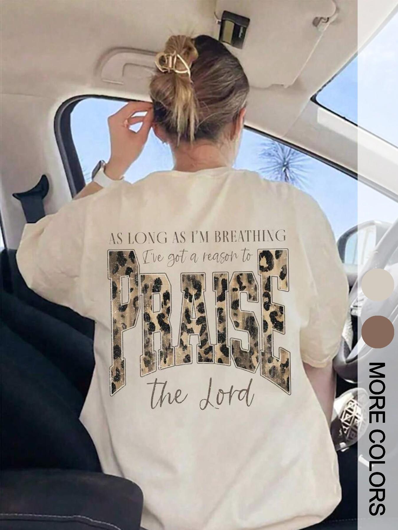 Women's Leopard Print Letter Print Short Sleeve T-Shirt, Loose-Fit Round Neck Casual Top, American Retro Style, Streetwear Fashion, Casual Tee