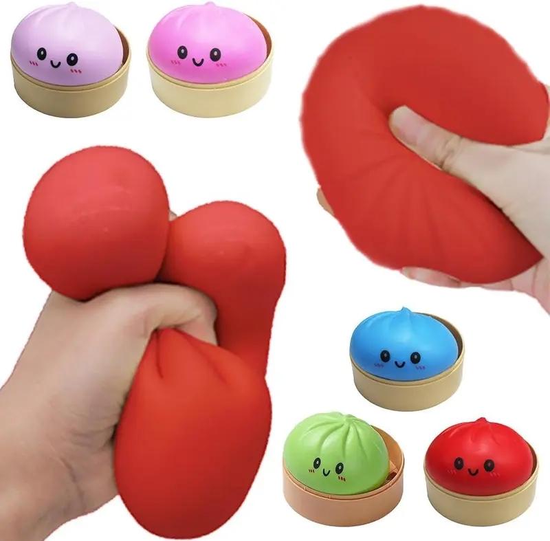Bestseller Flashing Dumpling Stress Relief Toy, 3.15 Inch Soft Dumpling Shape, Spring, Includes Steamer, Adult Fun, Fashionable