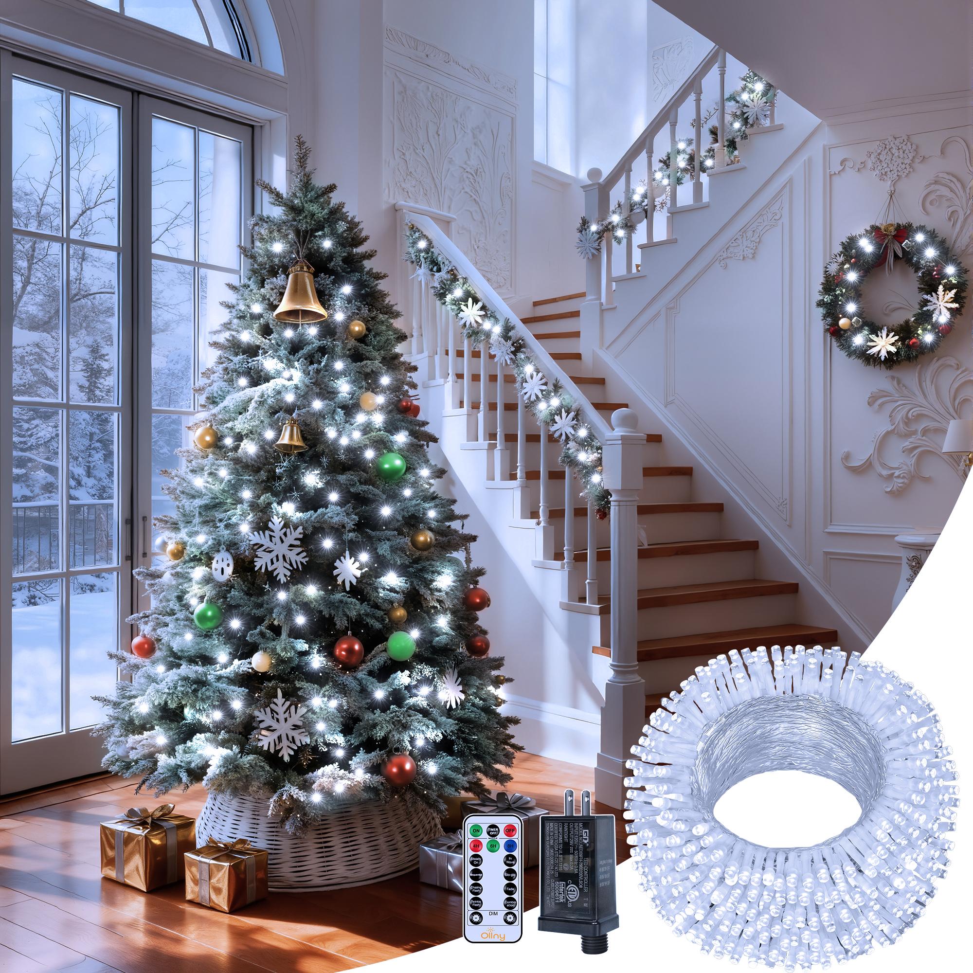 Ollny 262FT Fairy Lights, 800 LED Plug in Christmas Lights, 8 Modes Waterproof Outdoor String Lights with Remote for Wedding Birthday Party Indoor Room Decorations