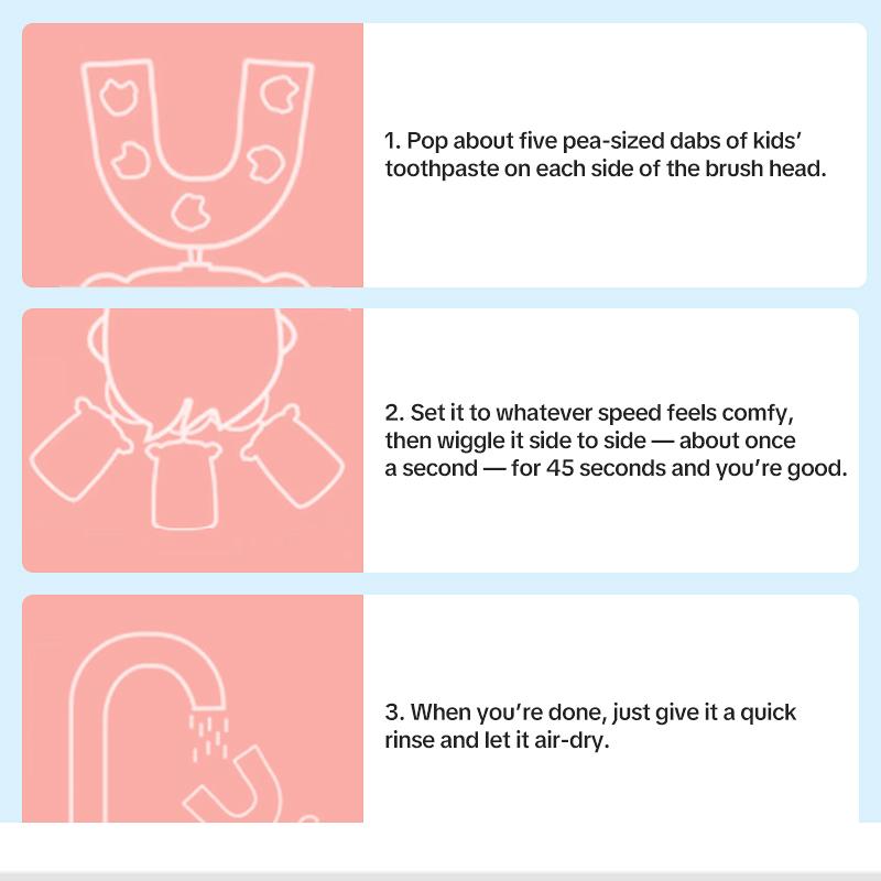 Rechargeable Kids Electric Toothbrush, Blue Owl U-Shaped Brush for Toddlers (Ages 2-6), 3 Modes & Smart Timer Silicone Daily