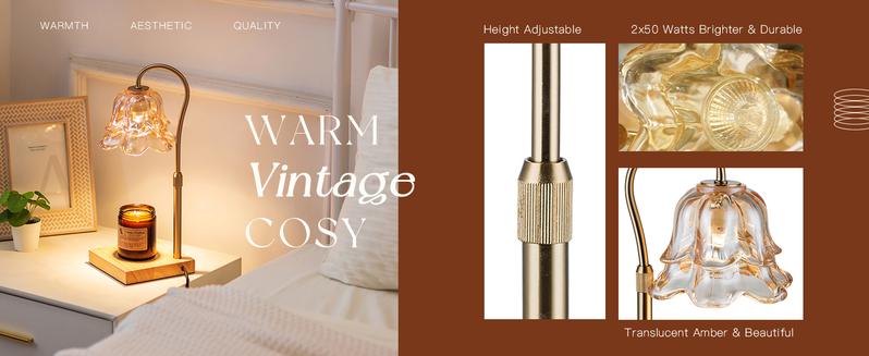 Flower Candle Warmer Lamp with Timer & Dimmer, 2 Bulbs Height Adjustable, Fall Home Front Porch Decor, Thanksgiving Home Decoration, Gift for Birthday，Merry Christmas，TikTokShopBlackFriday