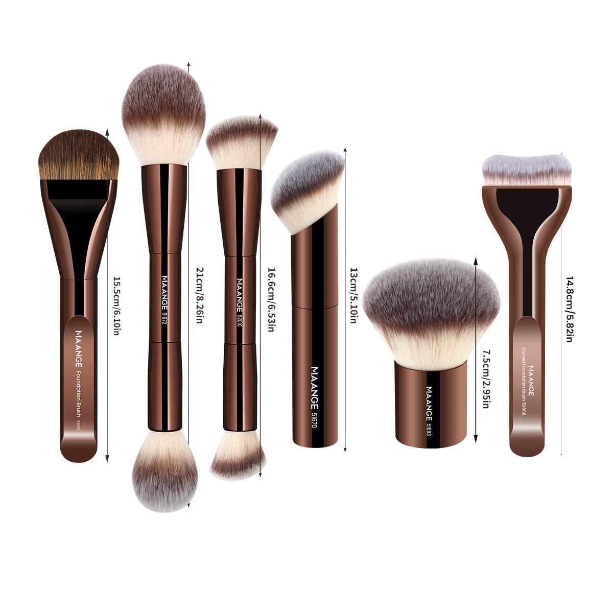 Maange 6-Piece Makeup Brush Set Includes Foundation Brush, Blush Brush, Powder Brush, Professional Cosmetic Brushes for Women