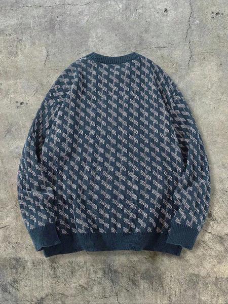 Men's Casual Vintage Jacquard Knit Sweater, Round Neck Pullover Long Sleeve Top, Knitwear, Fall & Winter Fashion, European Style