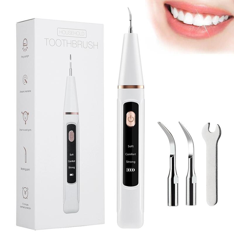 Electric Tooth Cleaner with Light, Dental Cleaner, Teeth Scaler 3 Modes Adjustable, Includes 2 Cleaning Heads, Home Teeth Care Tool for Adults
