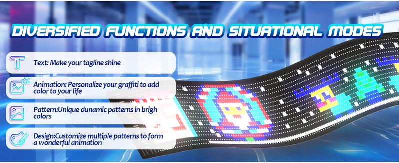 LED RGB Matrix Pixel Screen, 1 Count Scrolling Bright Advertising LED Sign, Flexible USB Powered 5V Bluetooth-compatible LED Light Car Sign with APP Control, Decorative LED Lamp Waterproof Text Colorful Lighting