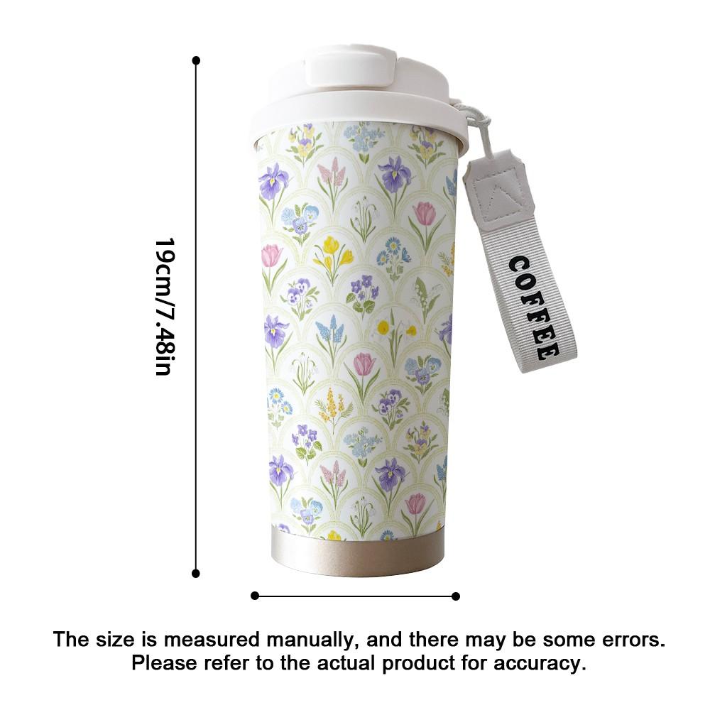 Abstract Floral Coffee Cup, Portable Insulated Tumbler, Keeps Drinks Hot/cold, Boho Style, Ideal for Office, Travel, Sports, Golf