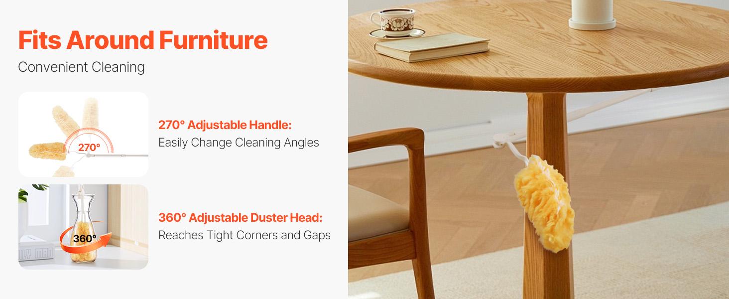 VEVOR Duster Refills, Heavy Duty Dusters for Cleaning, 3 ft Extendable Handle with 10 Refills, Reusable Non-woven Fabric 360 Cleaning Kit for Dusting Furniture, Blinds, Ceiling Fans, Walls, Corners VEVOR Duster Refills, Heavy Duty Dusters for Cleaning, 3 ft Extendable Handle with 10 Refills, Reusable Non-woven Fabric 360 Cleaning Kit for Dusting Furniture, Blinds, Ceiling Fans, Walls, Corners