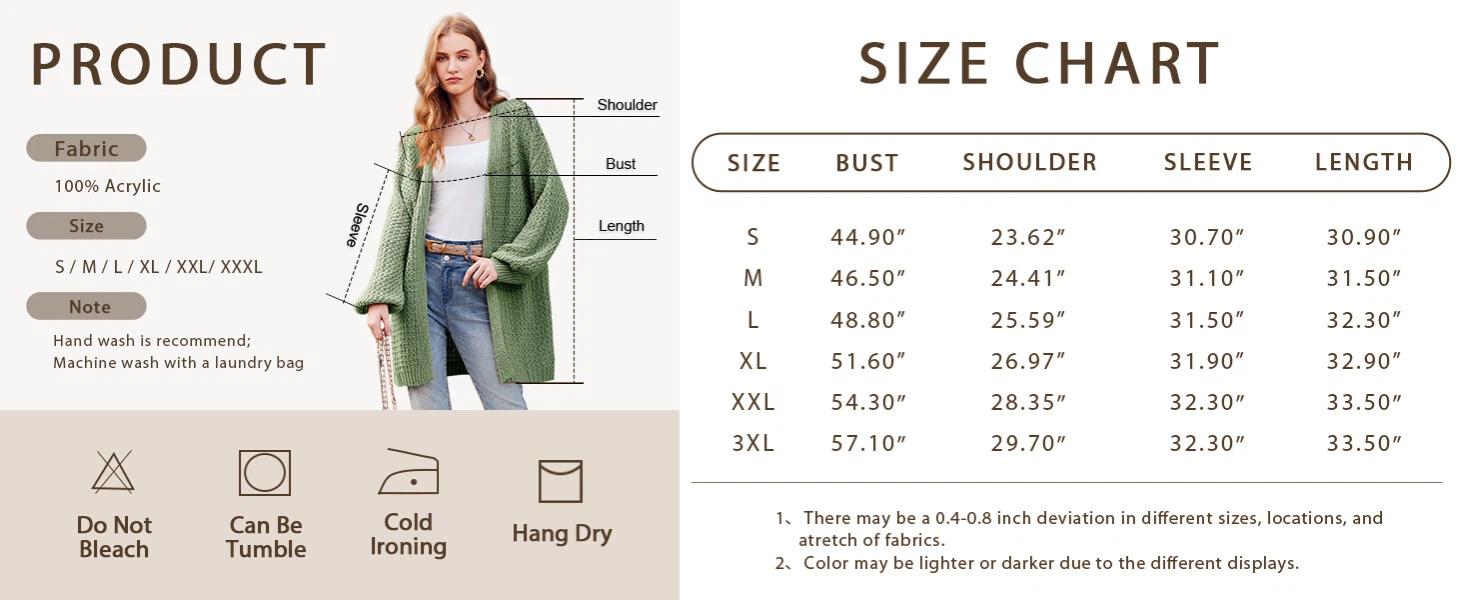 Goranbon Womens Long Sleeve Open Front Sweaters Plus Size Casual Kimono Lightweight Soft Knit Cardigan Outerwear