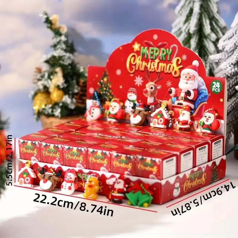 24Pcs Christmas Decorative God Blind Box Set, Cute Holiday DIY Backpack Charms and Handmade Accessories - Party Surprise| Colorful Character Design| Durable Plastic Keychain Pendant Mystery Box, Blindbags Surprise Set, Gift Box Set