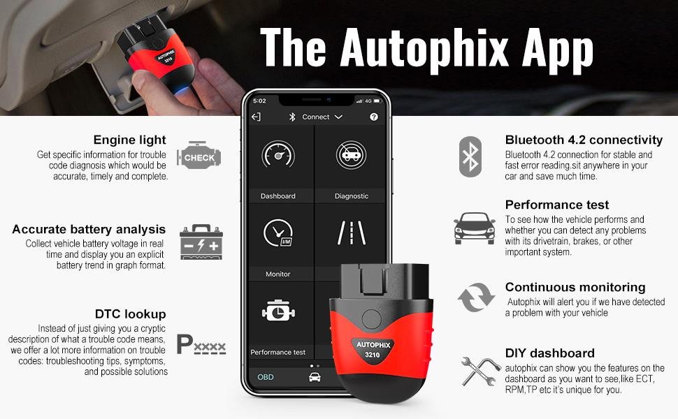 AUTOPHIX 3210 Car Bluetooth OBD2 Scanner Auto Code Readers OBD 2 Diagnostic Tools Performance Test Professional Battery Check App