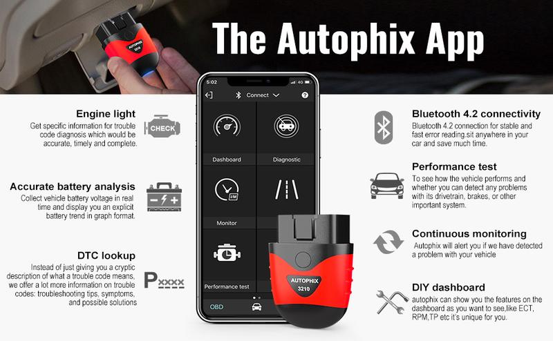 AUTOPHIX 3210 Car Bluetooth OBD2 Scanner Auto Code Readers OBD 2 Diagnostic Tools Performance Test Professional Battery Check App