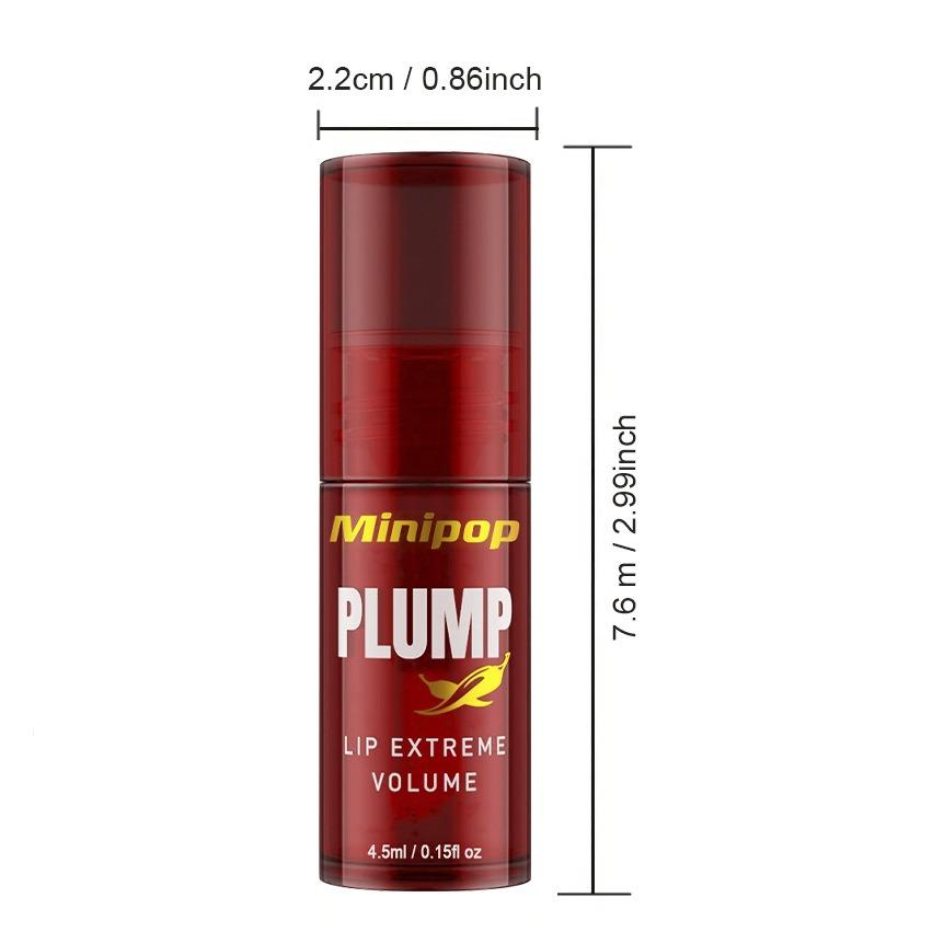 LIP PLUMP Transparent Plumping Lip Oil Lip Treatment - Extreme Lip Plumper Lip Volumizer Infused with Ginger & Chili for a Natural Tingle, Provides Deep Moisturizing & a Non-Sticky Glossy Finish