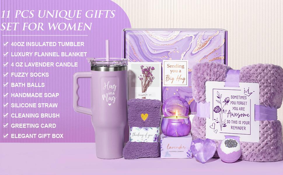 Mayicivo Valentine’s Day Gift Basket for Women – Cozy Flannel Blanket & Stainless Steel Insulated Tumbler, Thoughtful Gift for Mom, Wife & Friends