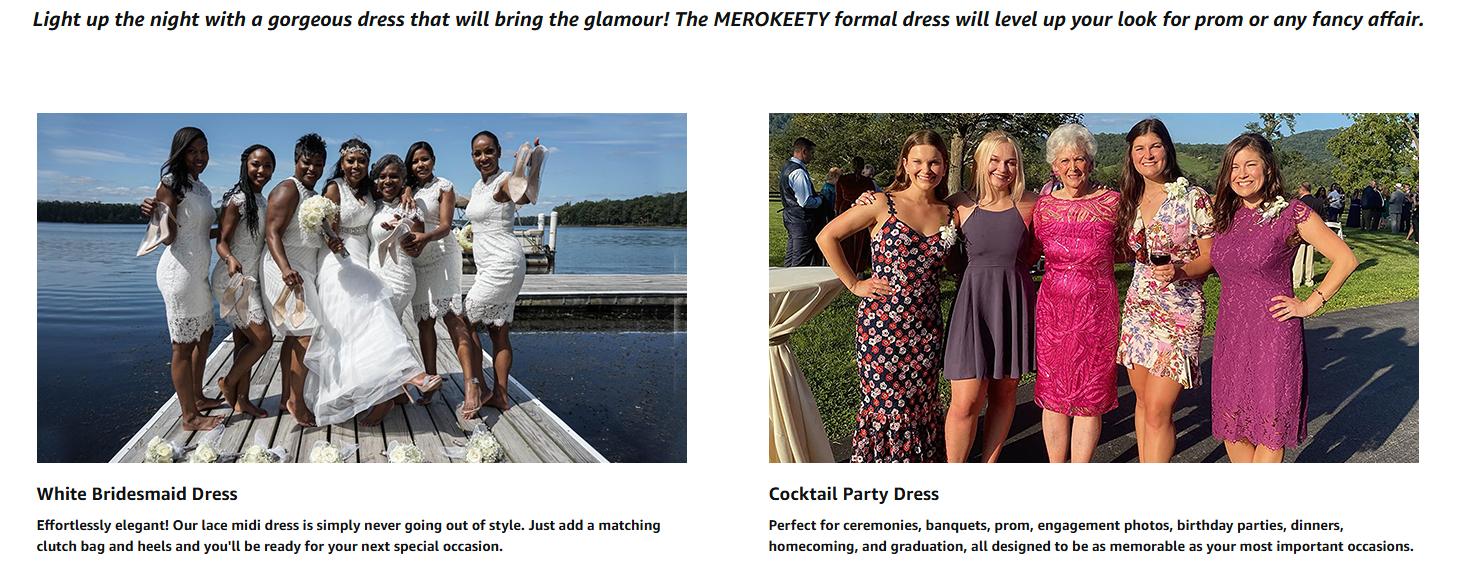 MEROKEETY Women's Sleeveless Lace Floral Elegant Cocktail Dress Crew Neck Knee Length for Party