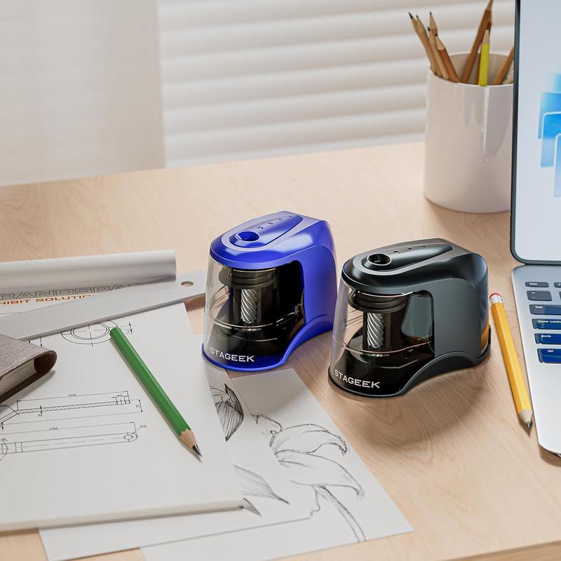 Electric Pencil Sharpener, Automatic Pencil Sharpener Plug in for No.2/Colored Pencils(6-8mm), USB/Battery Operated Pencil Sharpener for School/Classroom/Office/Home (Blue)