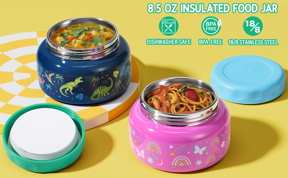 Fimibuke Leakproof Bento Lunch Box with Thermos Jar, BPA Free with 8.5oz Insulated Thermos Food Jar, Utensils & Sauce Jar, 3 or 4 Compartment Container for School dealsforyoudays