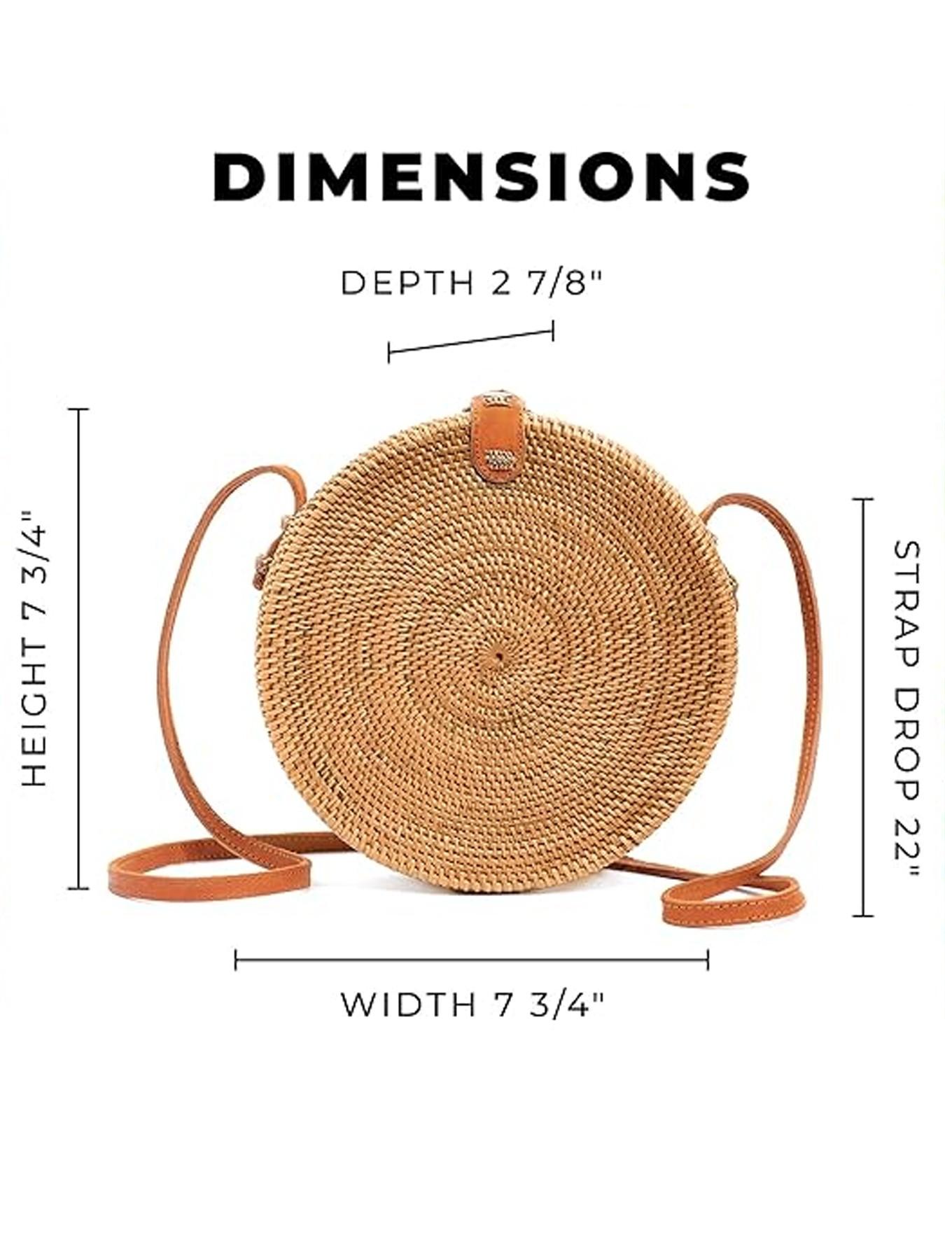 Round Rattan Bag for Women - Handmade Ata Wicker Woven Purse - Circle, Square, Oval Brown Straw Boho Bags | Handmade, Ata, Woven, Straw, Bags