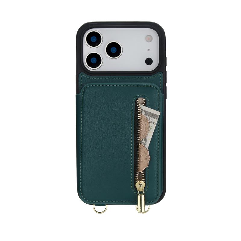 Wallet Case for iPhone 17 Pro Max 17 Air 16 15 14 13 12 RFID Wallet Cell Zipper Cover with Crossbody Strap Credit Card Holder Slot Stand Case for Women Men