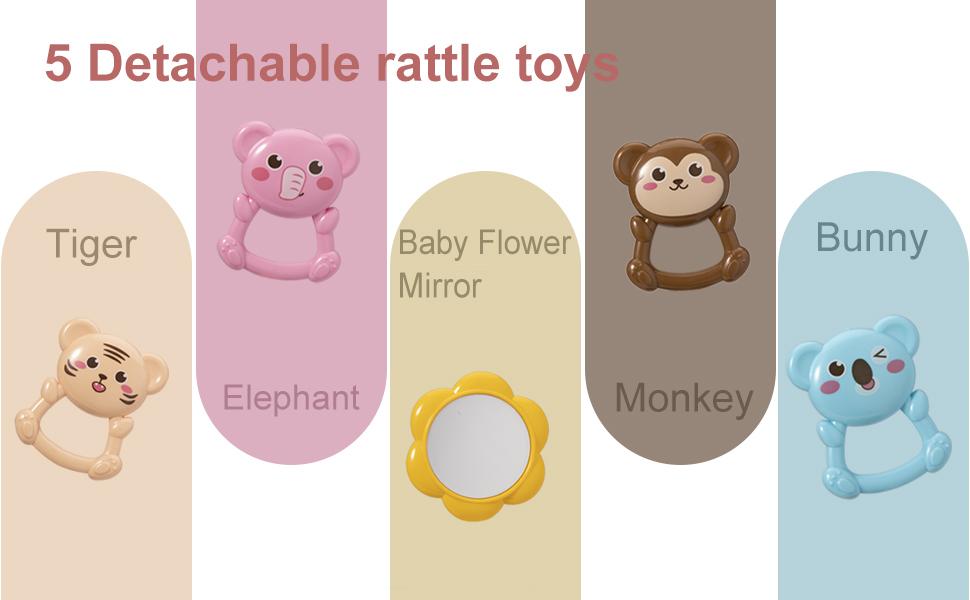 Baby Play Mat Baby Gym with Piano Tummy Time, 5 Infant Learning Toys, Music & Lights, Pink, Suitable for Newborns 0 to 3 Months & 6 Months to 9 Months Nursery