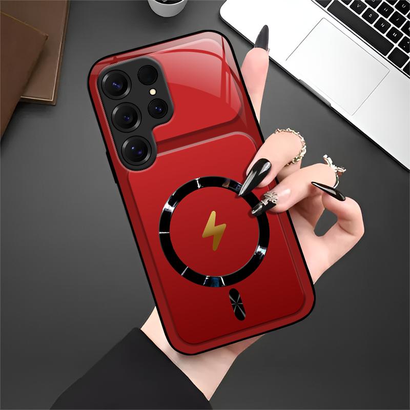 Lightning Bolt Design Gloss MagSafe Compatible Shockproof Protective Cover with Precision Magnet Ring for [Galaxy S25 Ultra] 952