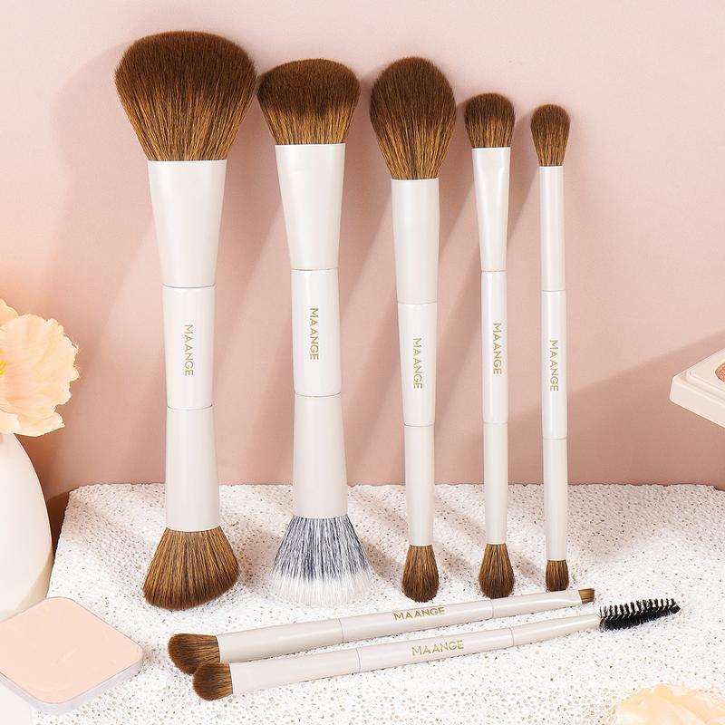 MAANGE 7pcs Soft Makeup Brushes Set with Cosmetic Bag, Foundation Brush Concealer Brush Powder Brush Contour Brush Highlighter Brush Blush Brush Eyeshadow Brush Eyebrow Brush, Makeup Blending Brush, Professional Face & Eye Makeup Kit for Daily Use
