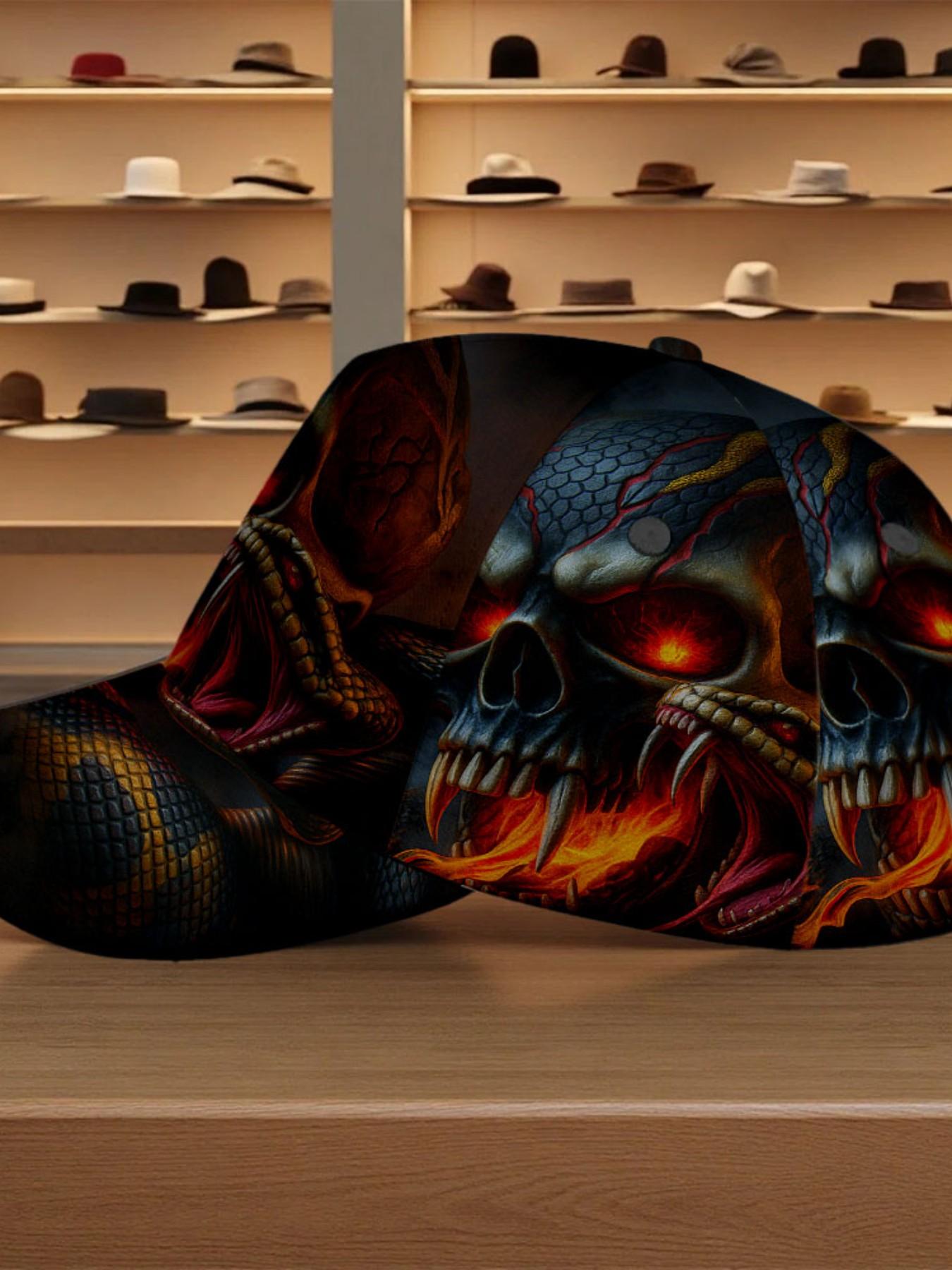 Flame Skull Baseball Cap, Bold Fashion Statement for Casual Daily Wear, Comfortable and Stylish Hat, Street Style All Seasons