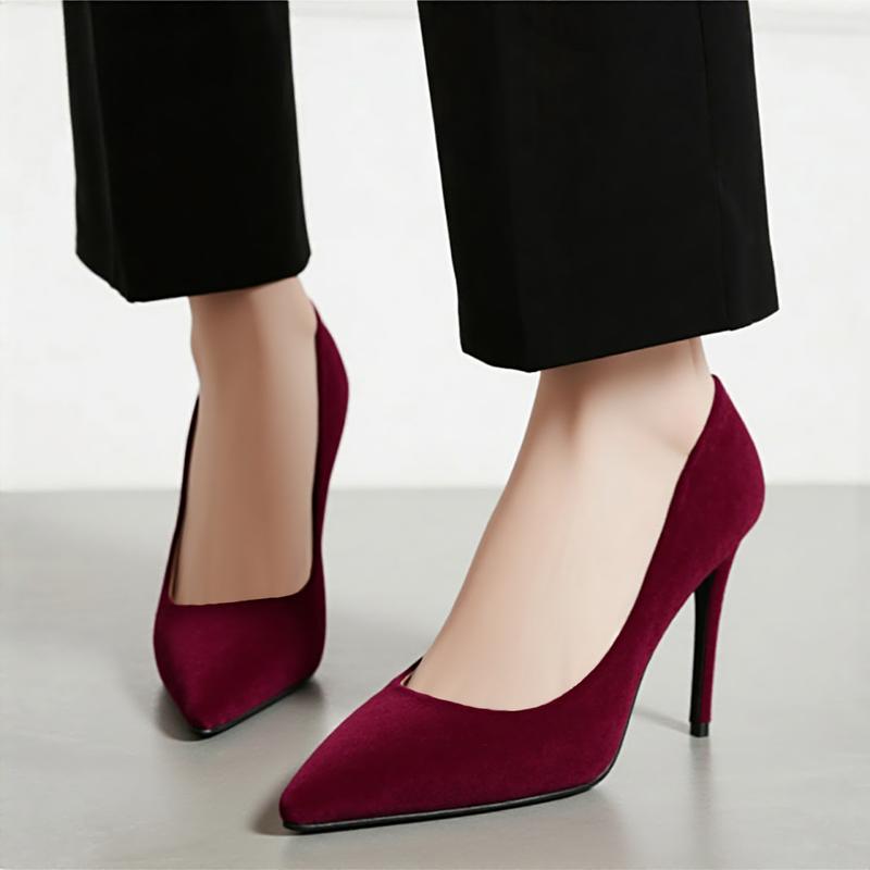 Women’s Pointed Toe Stiletto Heels - Finish Dress Pumps for Party & Office Wear how  to  walk  in  heels Footwear classy  shoes Women's Suede Pointed Toe Pumps