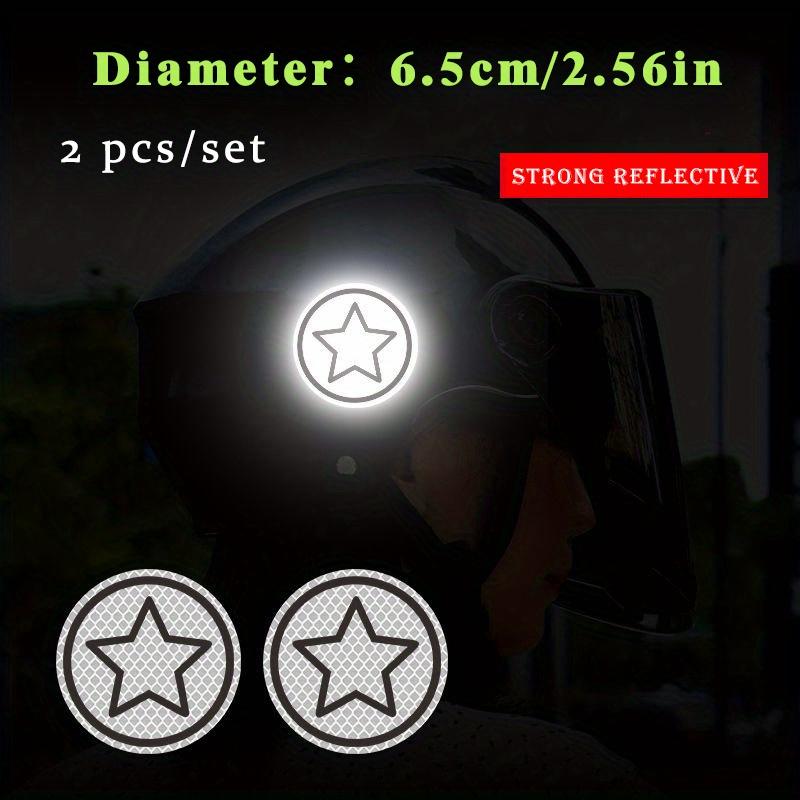 2-Pack Reflective Stickers for Motorcycle Helmets and Cars, Round and Star Pattern Reflective Warning Stickers for Safety