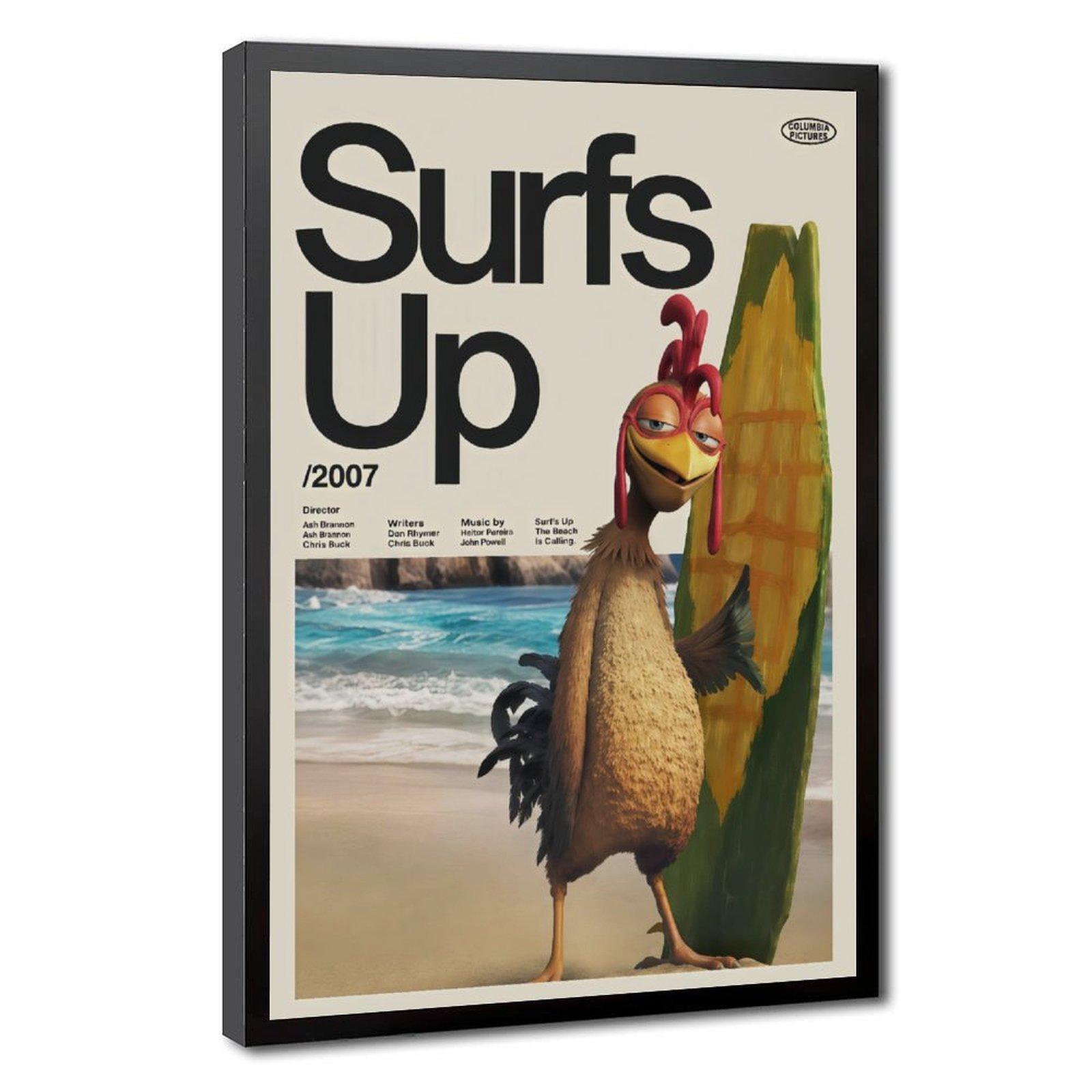Surfs Up Chicken Joe Print Premium Artwork Film Poster Wall Decor for Room, Canvas Wall Art, Animated Movie Poster, Surfing Character Print, Kids Bedroom Decor, Beach Room Decor, Dorm Wall Art, Gift for Movie Fans