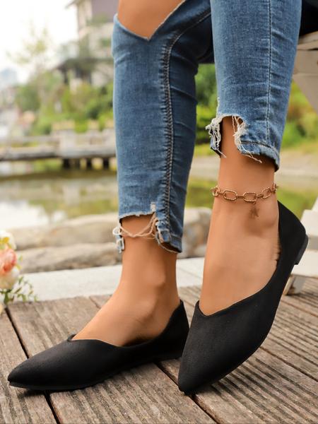 Women's Fashionable Solid Color Pointed Toe Flat Shoes, Casual Comfortable Slip on Shoes for Daily Wear, All-match Commuter Shoes for Work & Daily Wear, Business Style Flats