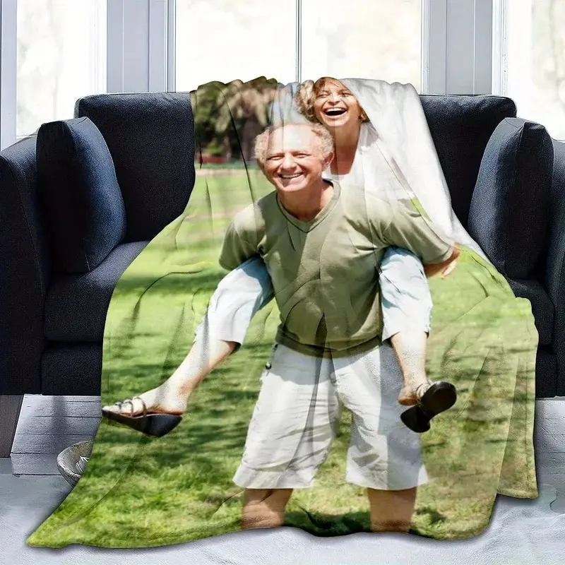Customized Personalized Outdoor Blanket with Personal Photo Memories Flannel Blanket - Customized with Warm Photos, Soft and Warm, Suitable for Sofa, Bed, Office, Car,