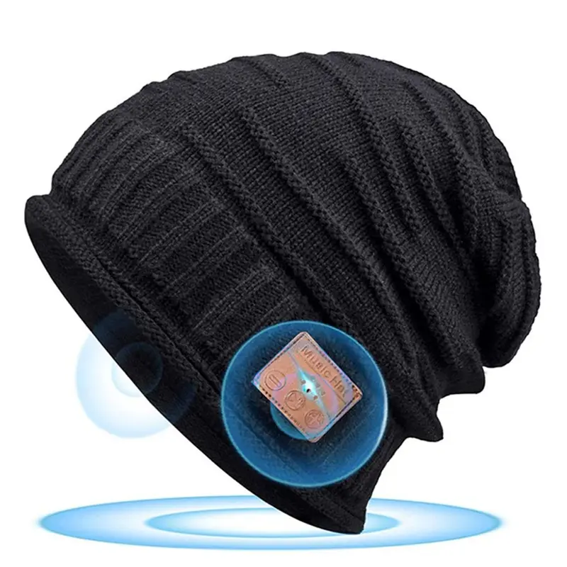 Smart Wearable Devices, BT Beanie Music Hat Wireless with Headphones, Wireless Beanie Hat for Men, Gifts Ideas for Stocking Stuffer for Men & Women, Cool Tech for Gamer, Cordless Headphones