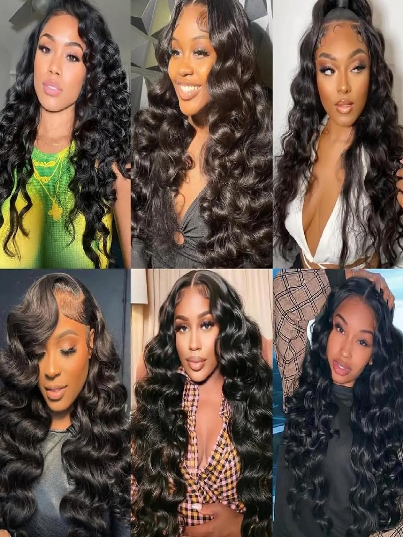 4 Bundles Loose Wave Quick Weave Hair Bundles High Temperature Synthetic Fiber Hair Weave Extensions for Women Natural Black Color 18 18 18 18 Inches