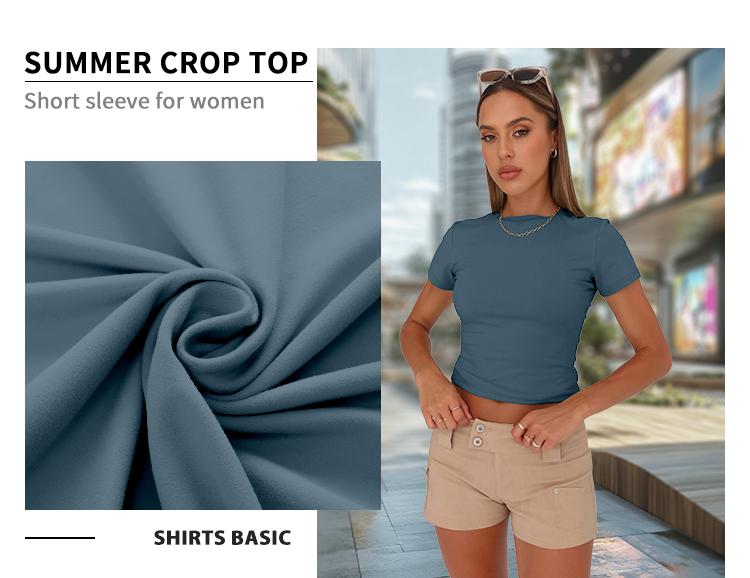 AUTOMET Womens 3 Piece Short Sleeve Shirts Basic Going Out Streetwear Tops Slim Fit Crop Tops 2026 Y2k Clothes Summer Casual Tshirt Skinny Elastic Outfit Matching SpringFresh