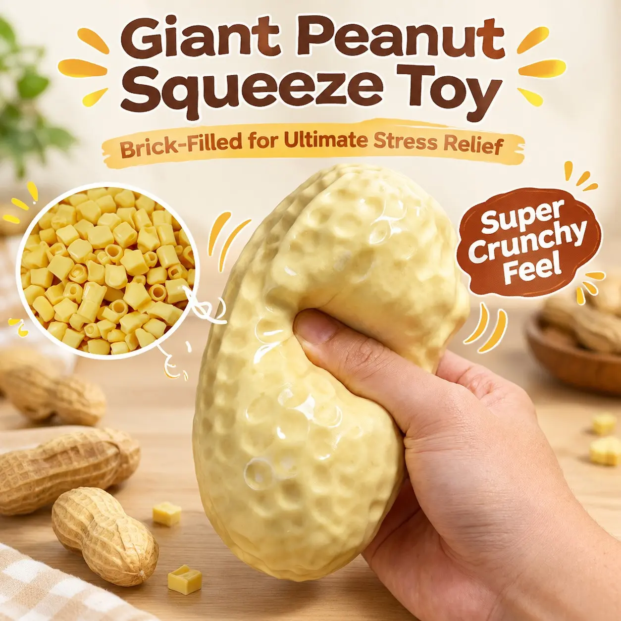 Simulation Peanut Shape Stress Relief Toy, Internal Building Blocks, Tpr Soft Gel Material, Multi-Color, Ideal for Holidays and Parties, Anxiety Squishies