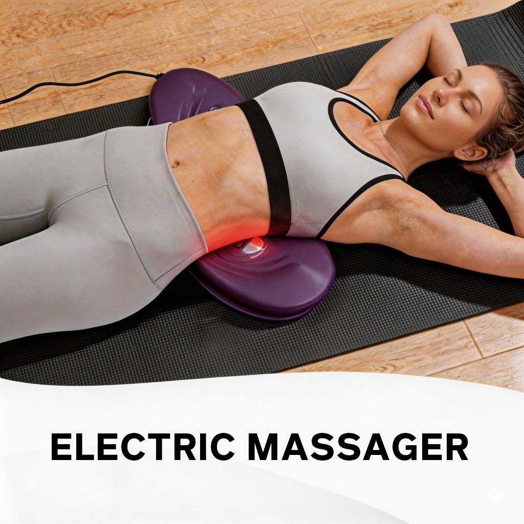 Multifunctional Electric Massage Machine for Back & Waist, Cordless Electric Back Massager with Controller, 4 Modes & 3 Levels, Back Massager with Heat for Home & Office