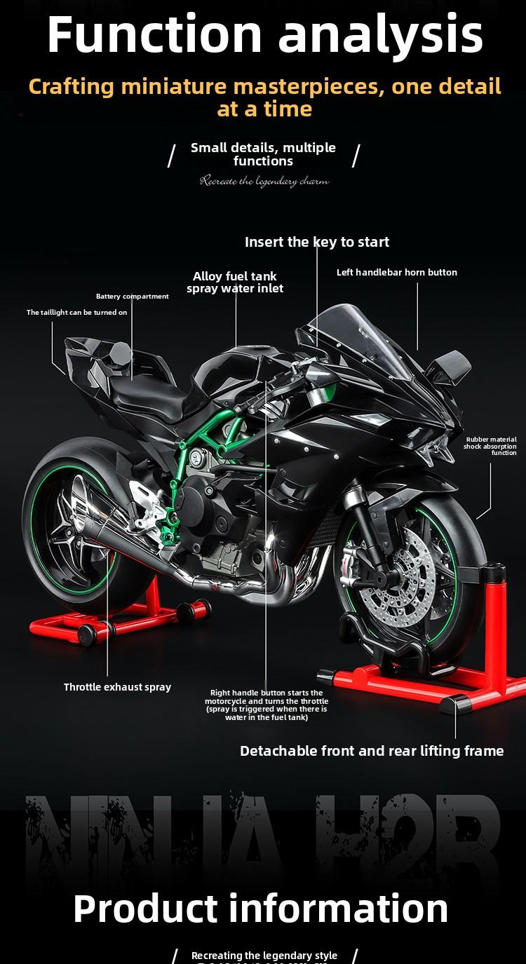 Dynamic 1:9 Scale Alloy Motorcycle Model, High Precision, Realistic Details, Exhaust Effect, Cool, Collectible Quality
