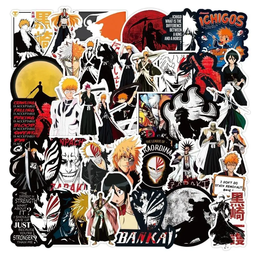 2026 hot item 50Pcs Kurosaki Ichigo Bleach Cartoon Stickers Girls Rukia Inoue Sticker Car Laptop Skateboard Phone Kenpachi Anime Decal Popular stickers