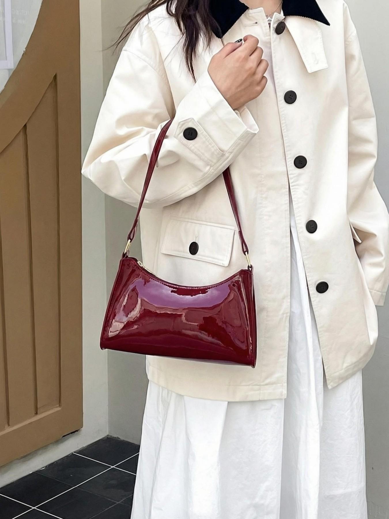 Women's Fashion Shoulder Bag, Casual Commuter Underarm Purse, Trendy Plain Handbag, Ideal for Office, College, Work, Business, Daily Use