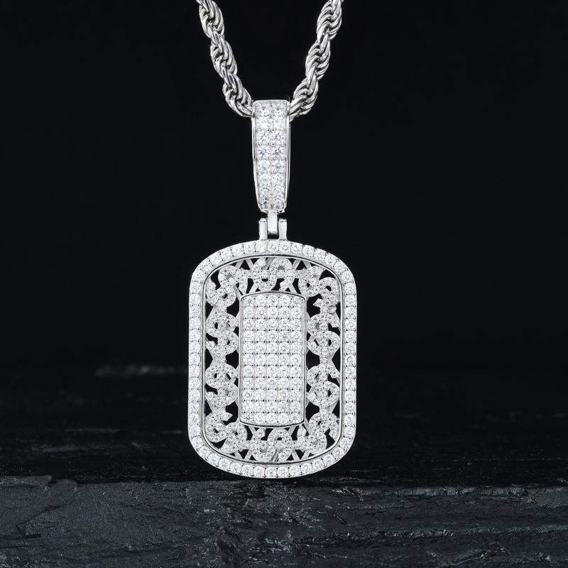 【#P677】 US Dollar Symbol Tag Pendant UCCIYO S925 Sterling Silver Synthetic Moissanite Pendant Necklace for Women Men Hip Hop Jewelry Gift