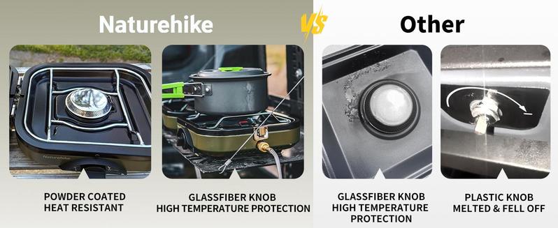 Naturehike 2-Burner Folding Camping Stove with Griddle – 16000 BTU Portable Gas Stove, Adjustable Burners,Lightweight & For Camping, Tailgating Outdoorfun Hiking Essentials