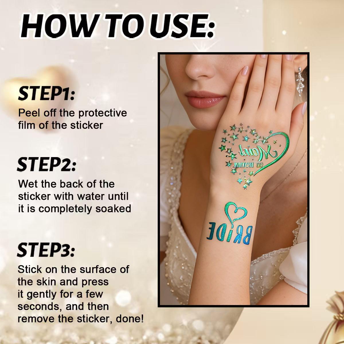 8pcs Sparkly Lip & Heart Laser Tattoos, Temporary Tattoos for Weddings and Parties, Sexy Body Art, Contemporary Style, Patch Form