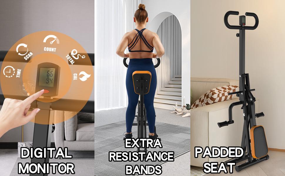 Squat Machine Glutes Workout Adjustable Resistance Foldable Exercise Equipment Leg Exercise Machine with 250lbs Weight Capacity, Rowing Machine