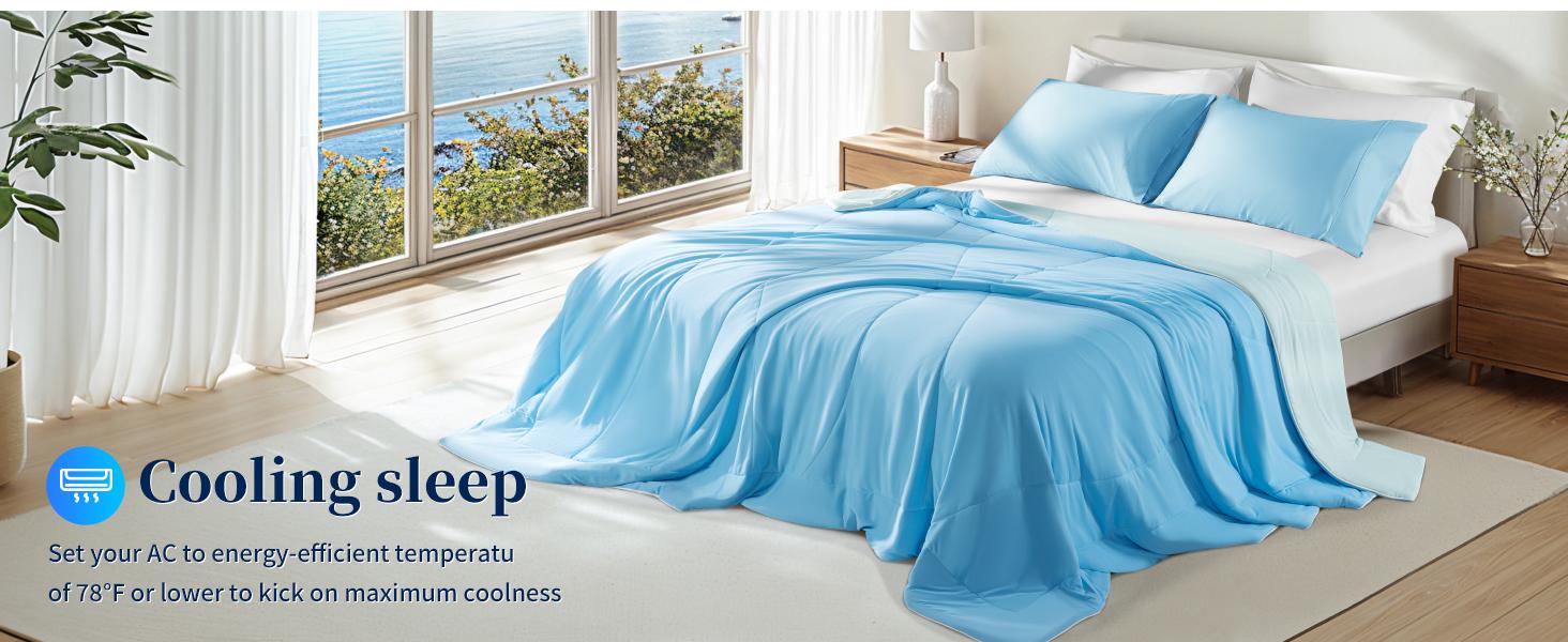 Double-Sided Cooling Summer Comforter – Ultra-Soft, Breathable & Lightweight Ice Blanket for Hot Sleepers, Perfect for Night Sweats & Summer Relief